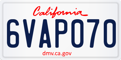 CA license plate 6VAP070