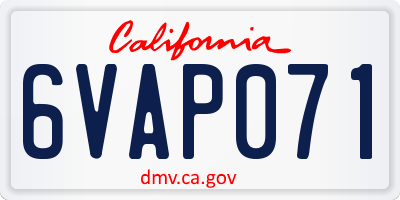 CA license plate 6VAP071