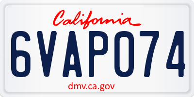 CA license plate 6VAP074