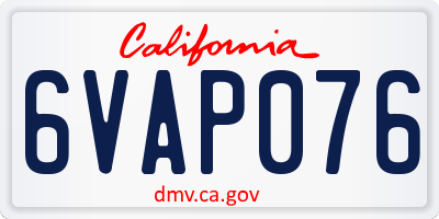 CA license plate 6VAP076