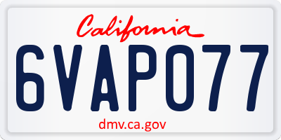 CA license plate 6VAP077
