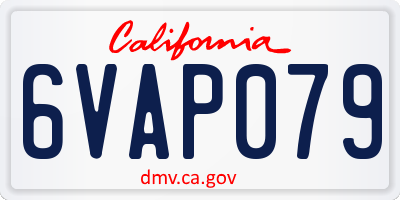 CA license plate 6VAP079
