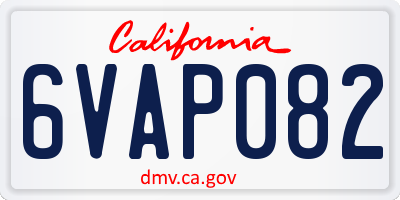 CA license plate 6VAP082