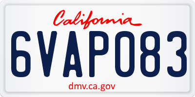 CA license plate 6VAP083