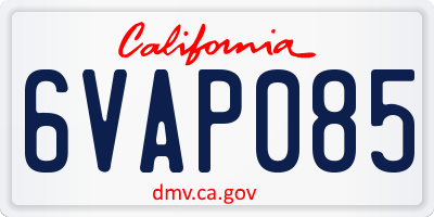 CA license plate 6VAP085