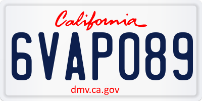 CA license plate 6VAP089