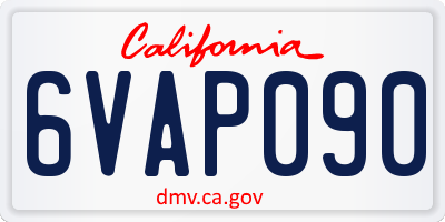 CA license plate 6VAP090