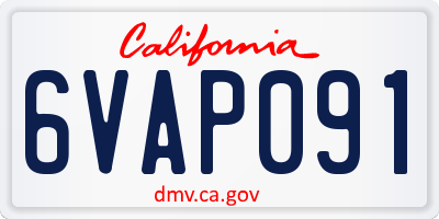 CA license plate 6VAP091