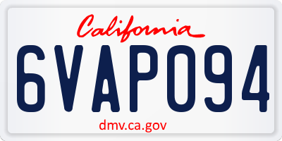 CA license plate 6VAP094