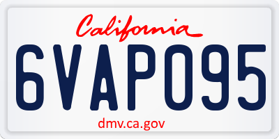 CA license plate 6VAP095