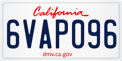 CA license plate 6VAP096