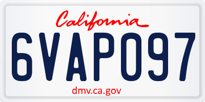 CA license plate 6VAP097