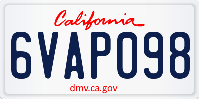 CA license plate 6VAP098