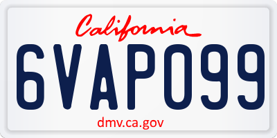 CA license plate 6VAP099