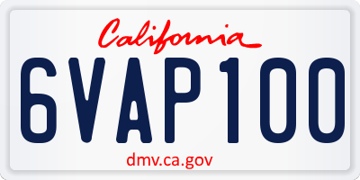 CA license plate 6VAP100