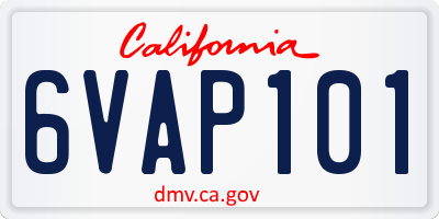 CA license plate 6VAP101