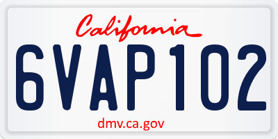 CA license plate 6VAP102