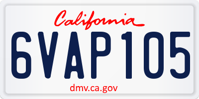 CA license plate 6VAP105