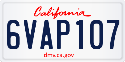 CA license plate 6VAP107