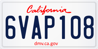CA license plate 6VAP108
