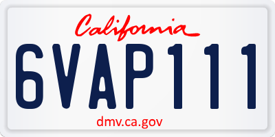 CA license plate 6VAP111