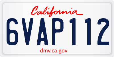 CA license plate 6VAP112