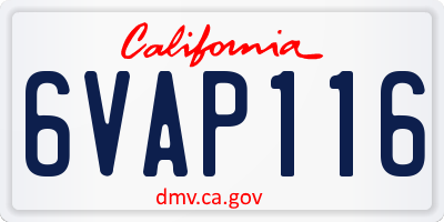 CA license plate 6VAP116