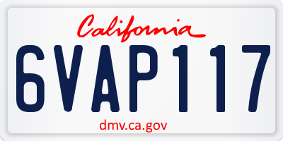 CA license plate 6VAP117