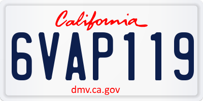 CA license plate 6VAP119