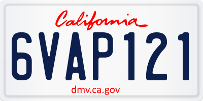CA license plate 6VAP121