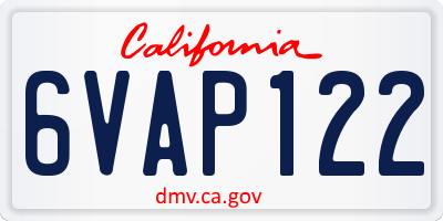 CA license plate 6VAP122