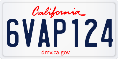 CA license plate 6VAP124