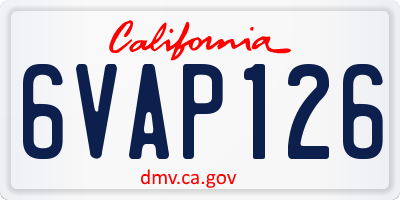 CA license plate 6VAP126