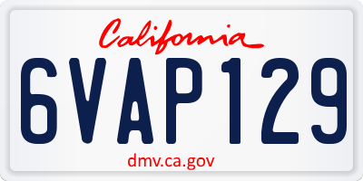 CA license plate 6VAP129