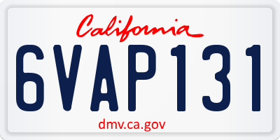 CA license plate 6VAP131