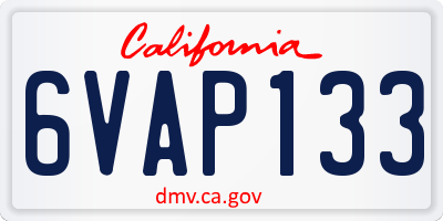 CA license plate 6VAP133
