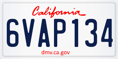 CA license plate 6VAP134
