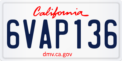 CA license plate 6VAP136