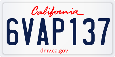CA license plate 6VAP137