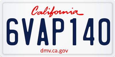 CA license plate 6VAP140