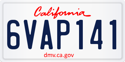 CA license plate 6VAP141