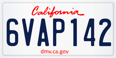 CA license plate 6VAP142