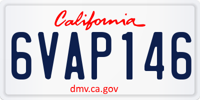 CA license plate 6VAP146