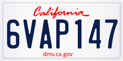 CA license plate 6VAP147