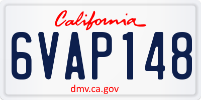 CA license plate 6VAP148