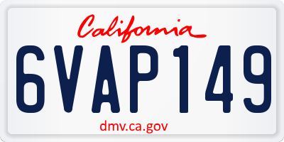 CA license plate 6VAP149