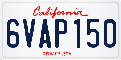 CA license plate 6VAP150