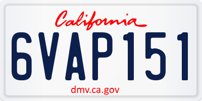 CA license plate 6VAP151