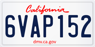 CA license plate 6VAP152