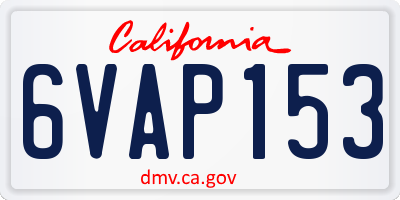 CA license plate 6VAP153